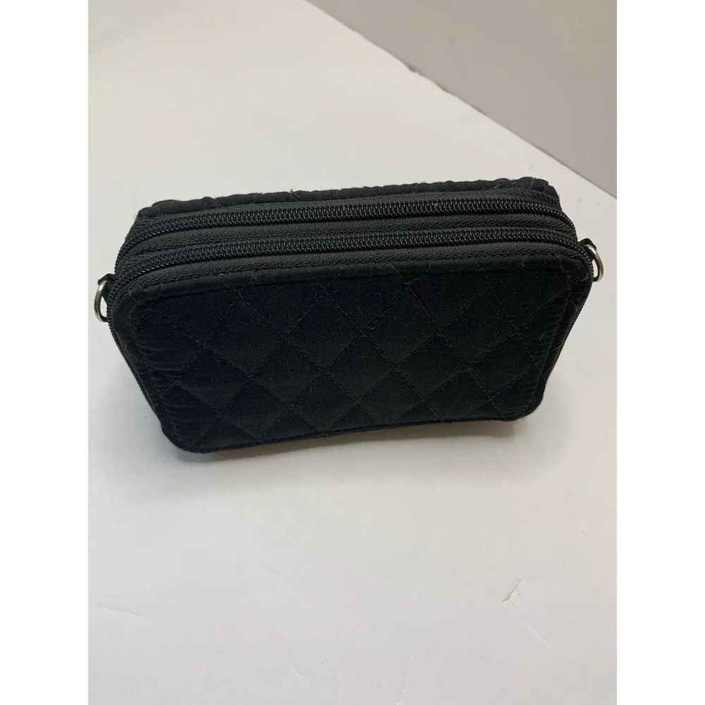 Vera‎ Bradley Women's Black Quilted Convertible Zip-Around Wallet NO STRAP